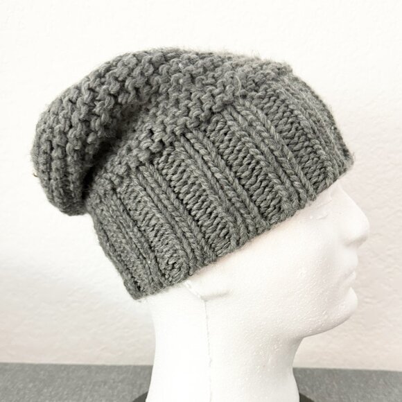 Hat Attack Grey Knit Slouch Beanie O/S - Picture 7 of 7